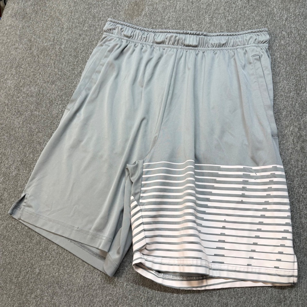 Nike Dri-FIT Mens XL Gray Athletic Basketball Shorts Striped Graphic 1368